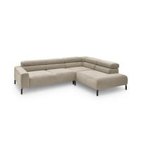 ECKSOFA DELIA Beige Cord - Beige/Schwarz, Textil/Metall (276/219cm) - KAWOLA