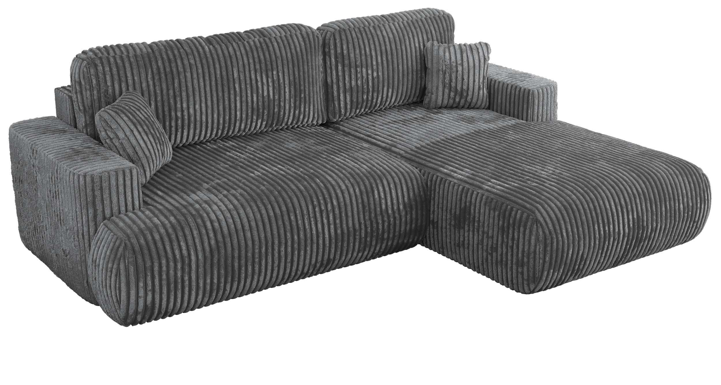 ECKSOFA OVO L Dunkelgrau Cord - Rechts Seite - Dunkelgrau/Schwarz, Kunststoff/Textil (195/271cm) - MKS