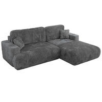 ECKSOFA OVO L Dunkelgrau Cord - Rechts Seite - Dunkelgrau/Schwarz, Kunststoff/Textil (195/271cm) - MKS