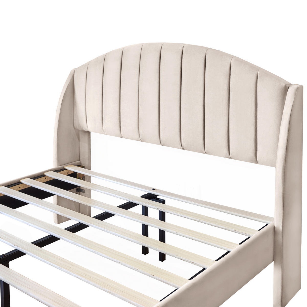 POLSTERBETT 140/200 cm Beige mit Lattenrost und Kopfteil - Beige, Textil (140/200cm) - OKWISH