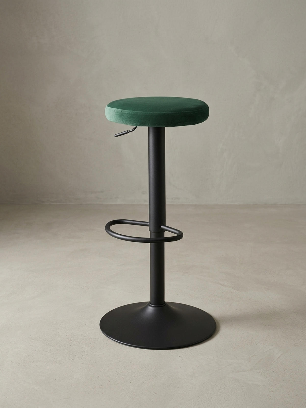 BARHOCKER Höhenverstellbar Eisen Samt Drehbar CAMPANIA, Grün 40x40x79 cm - Schwarz/Grün, Textil/Metall (40/79/40cm) - KADIMA DESIGN