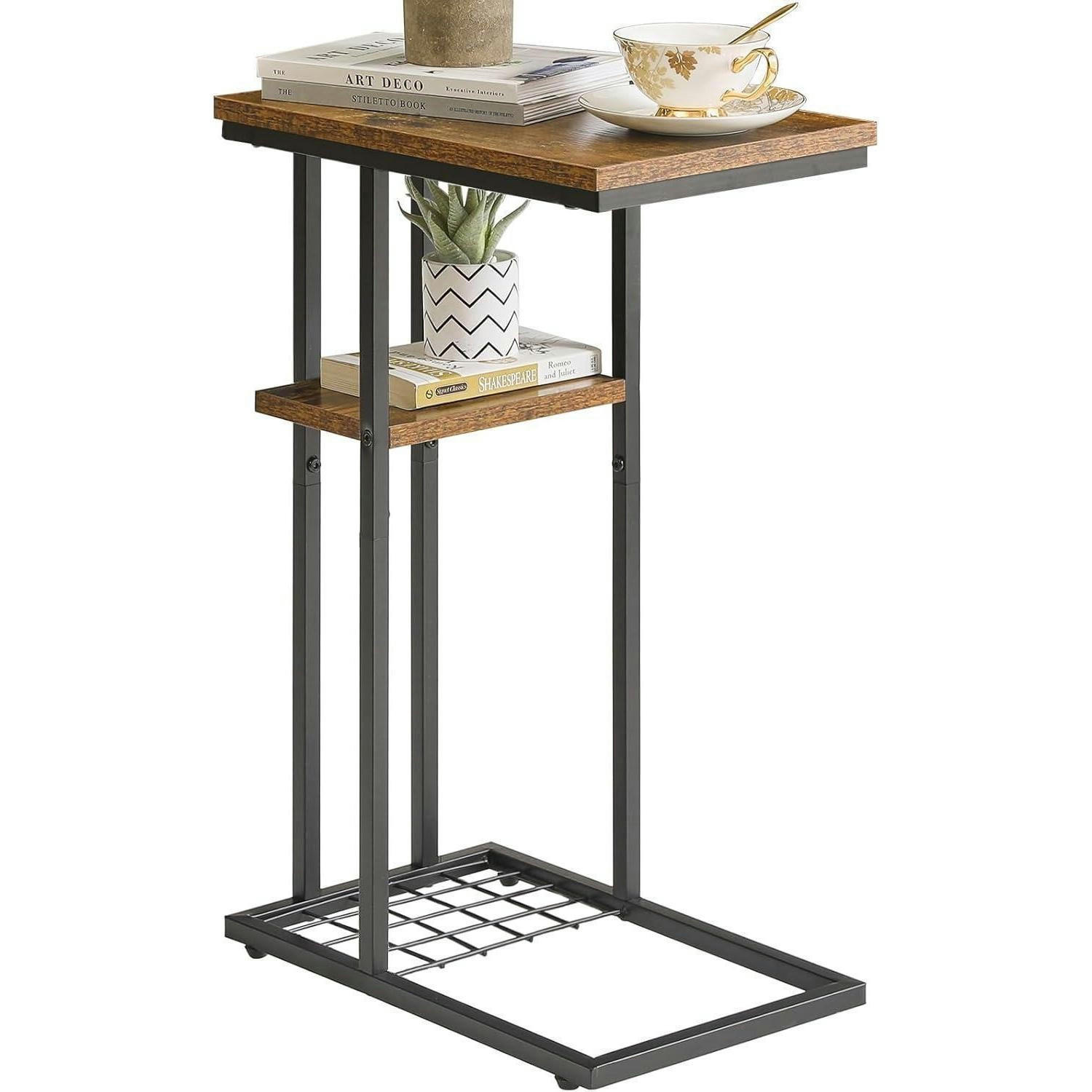 BEISTELLTISCH C-Form mit Lagerregal 40 x 26 x 61.5 cm - Multicolor, Metall (40/26/61.5cm)