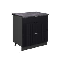 KÜCHENUNTERSCHRANK Fame-Line, Schwarz gestreift, 80 cm mit 3 Schubladen, AP Anthrazit - Anthrazit/Schwarz, Holzwerkstoff (80/82/60cm) - Vicco