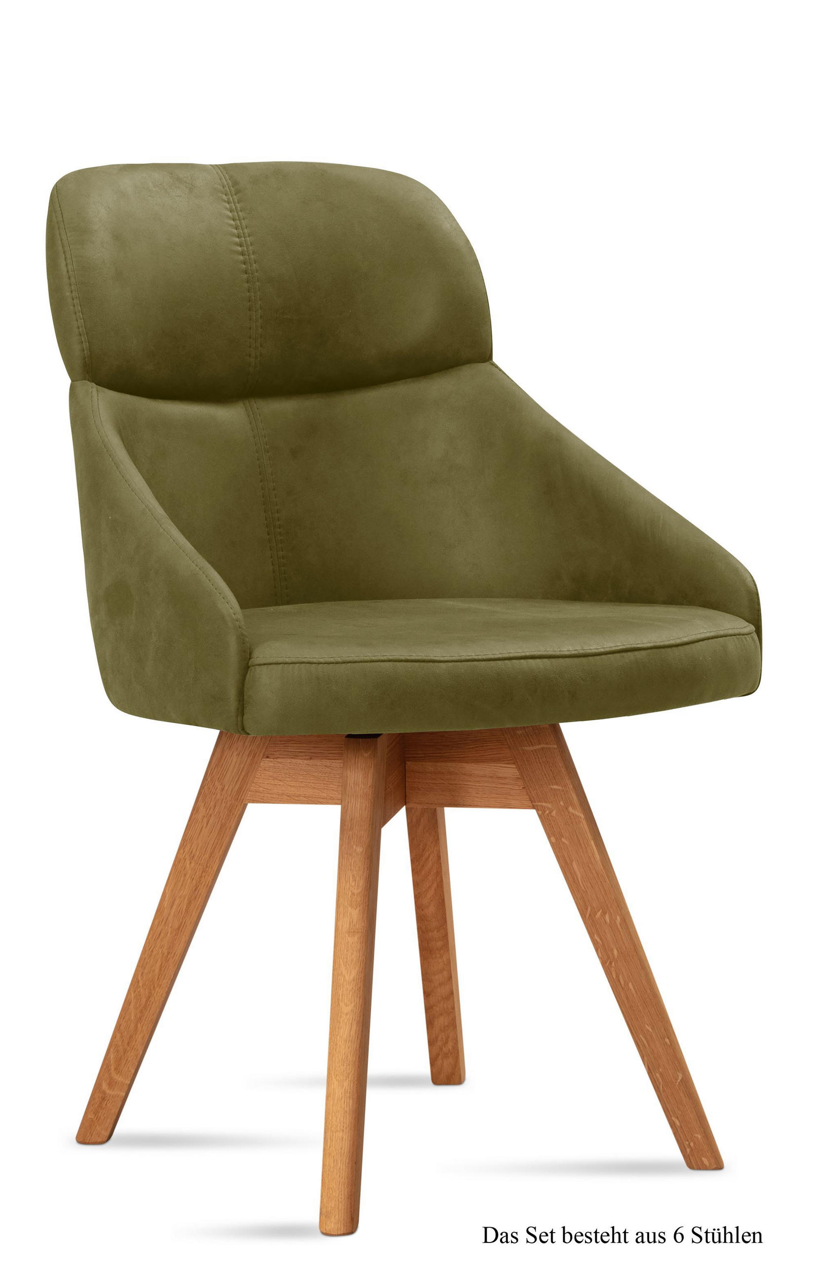ESSZIMMERSTUHL drehbar (6er-Set) Drala 52x82x63 Eiche geölt/Olivgrün - Eichefarben/Olivgrün, Kunststoff (63/82/52cm) - 58aufmkessel