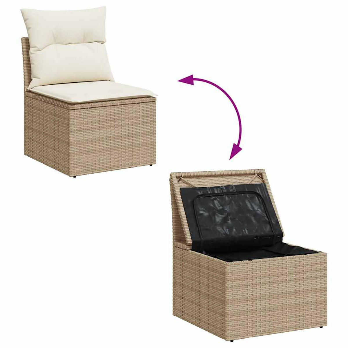 GARTEN-SOFAGARNITUR 4-TLG. Mit Kissen Beige Poly Rattan - Beige, Kunststoff - vidaXL