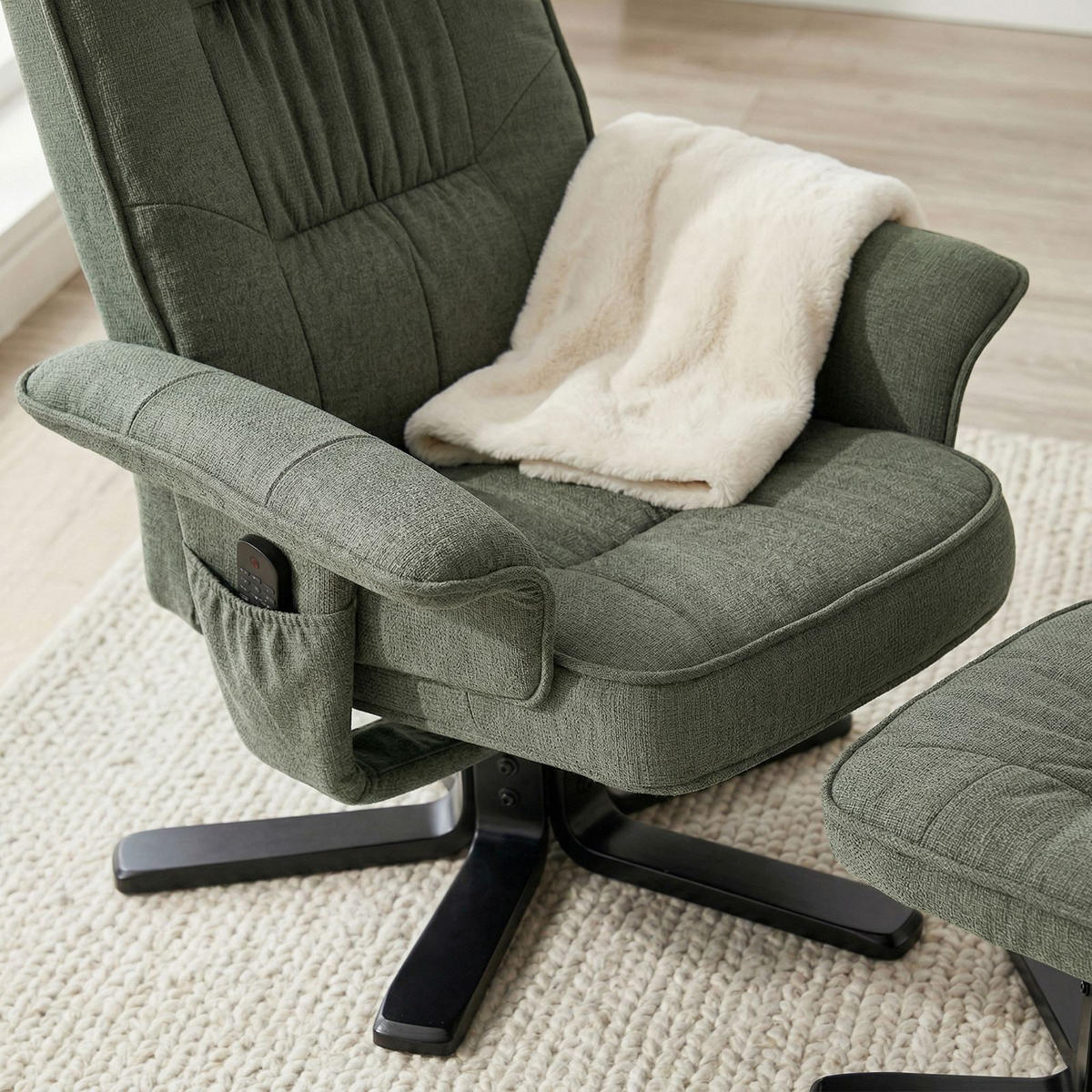 RELAXSESSEL CHARLY - Schwarz/Grün, Textil (76/87/61cm) - IDIMEX