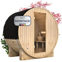 FASSSAUNA Outdoor mit Elektroofen PIET für 2 Personen Externe Montage - Braun, Holz (180/190/120cm) - DELUKE