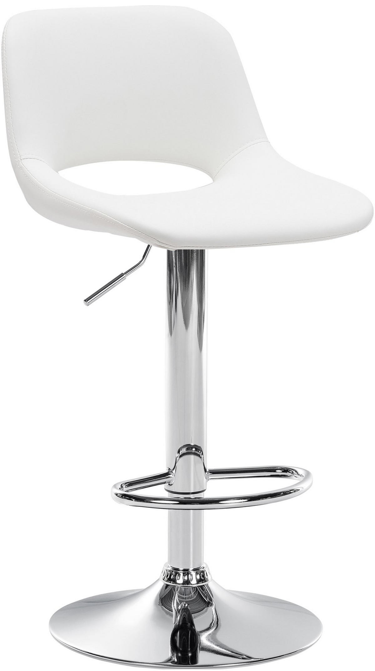 BARHOCKER JAKSON Weiß Kunstleder Chrom - Weiß, Leder/Metall (42/86/46cm) - DELUKE
