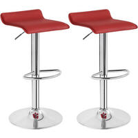 BARHOCKER 2er Set, Höhenverstellbarer, aus Kunstleder Metall - Bordeaux, Metall (38.5/84/39.5cm) - Woltu