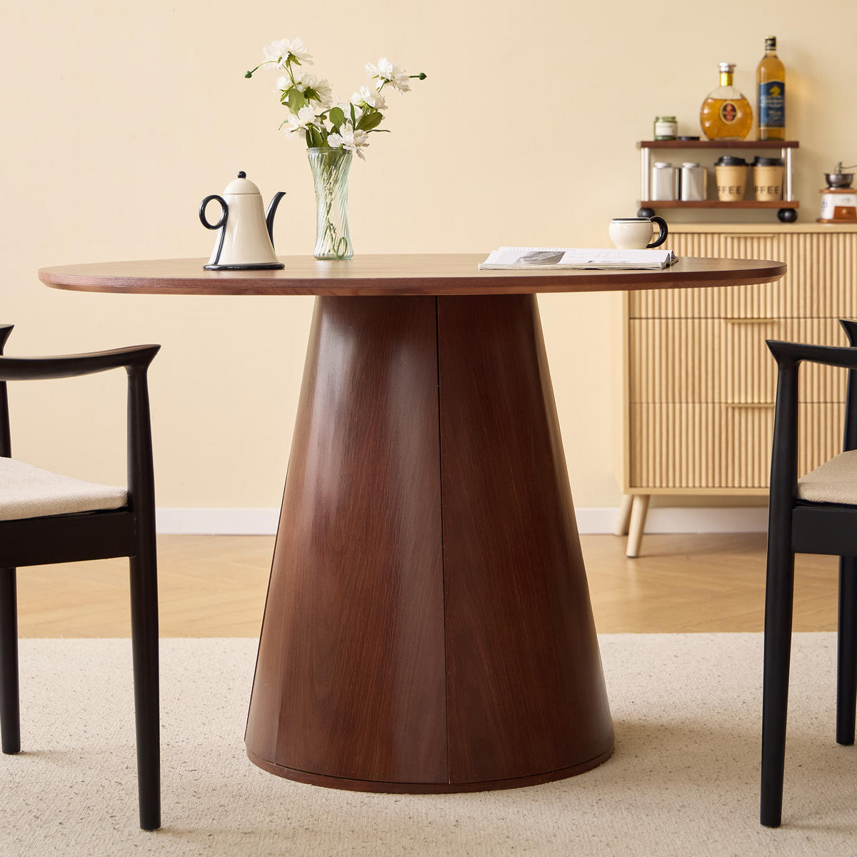 ESSTISCH Rund Braun 120 x 120 x 75 (cm) - Braun, Holz (120/120/78cm) - Nordlys