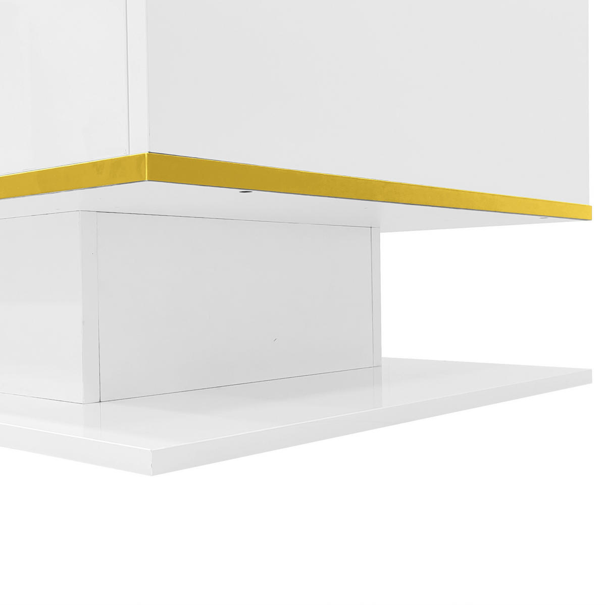 COUCHTISCH 100/50/40 cm Weiß Hochglanz aus Spanplatte mit LED-Lichtstreifen und 3 Schubladen - Weiß, Holzwerkstoff (100/50/40cm) - OKMYHOME