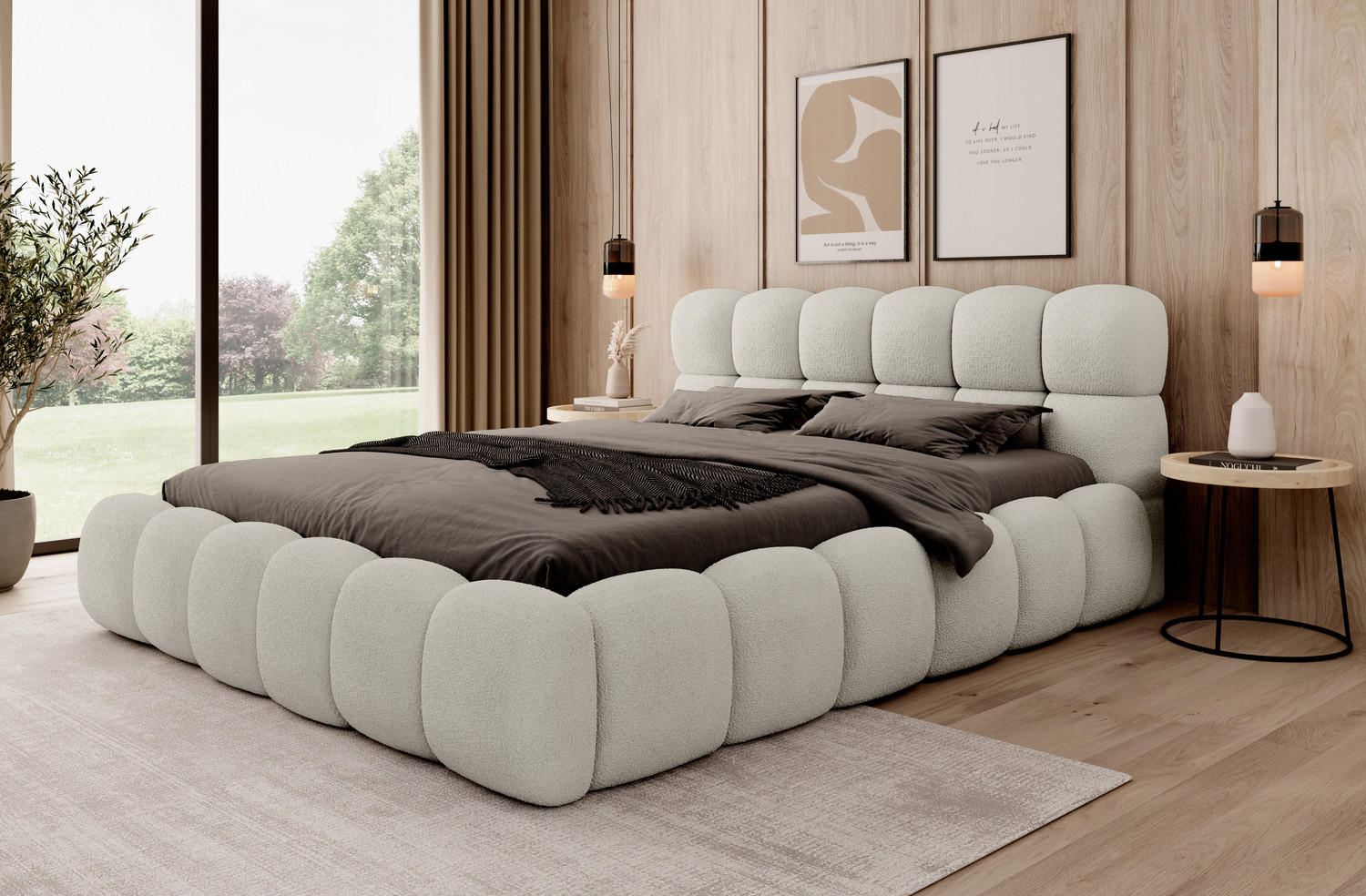 POLSTERBETT MORRICE 200x200 BEIGE - Beige, Textil/Metall (200/200cm) - Luxkor24