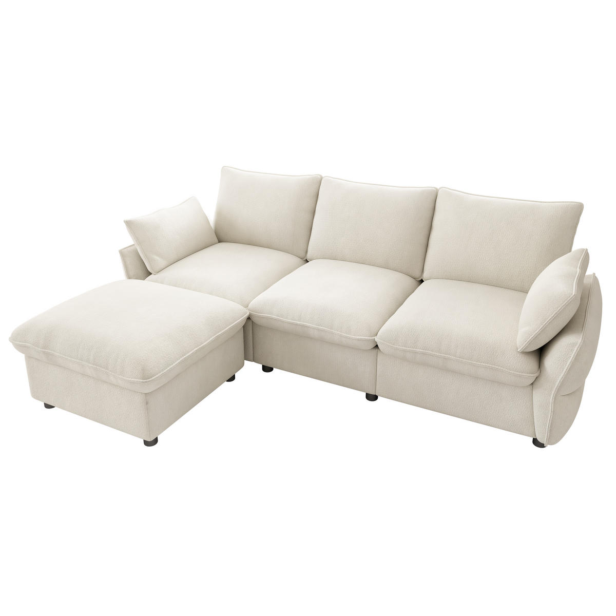ECKSOFA 222.5/154.5/76.5 cm Beige Chenille mit 1 Fußhocker - Beige, Textil (222.5/154.5cm) - Oxeza
