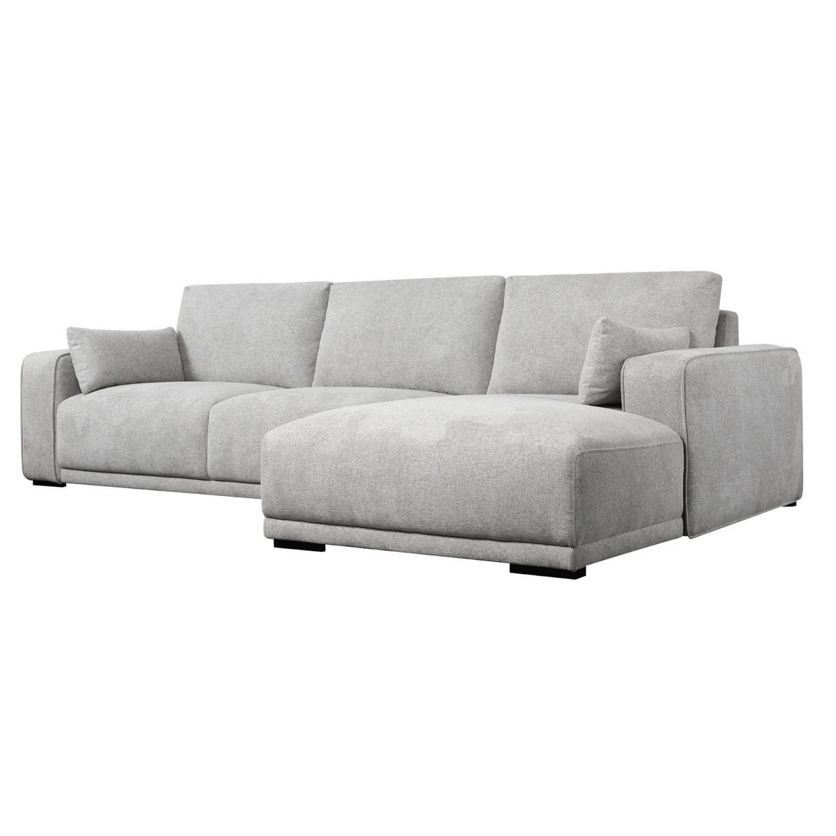 ECKSOFA Webstoff Grau - Schwarz/Grau, Holz/Textil (305/105cm) - Furnhouse