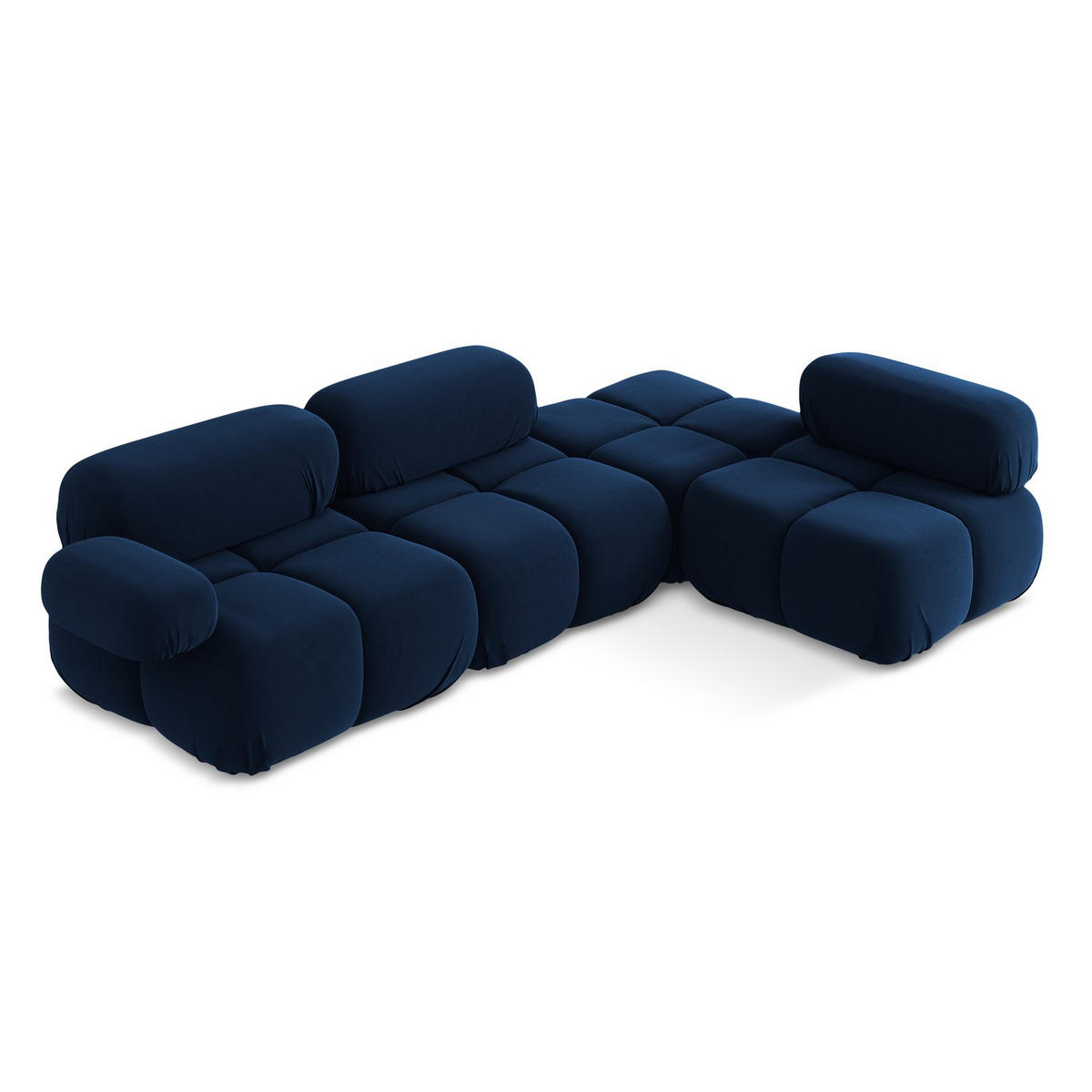 ECKSOFA Rechts Samt Stoff Blau - Blau/Schwarz, Kunststoff/Textil (285/190cm) - LaMiaSofa