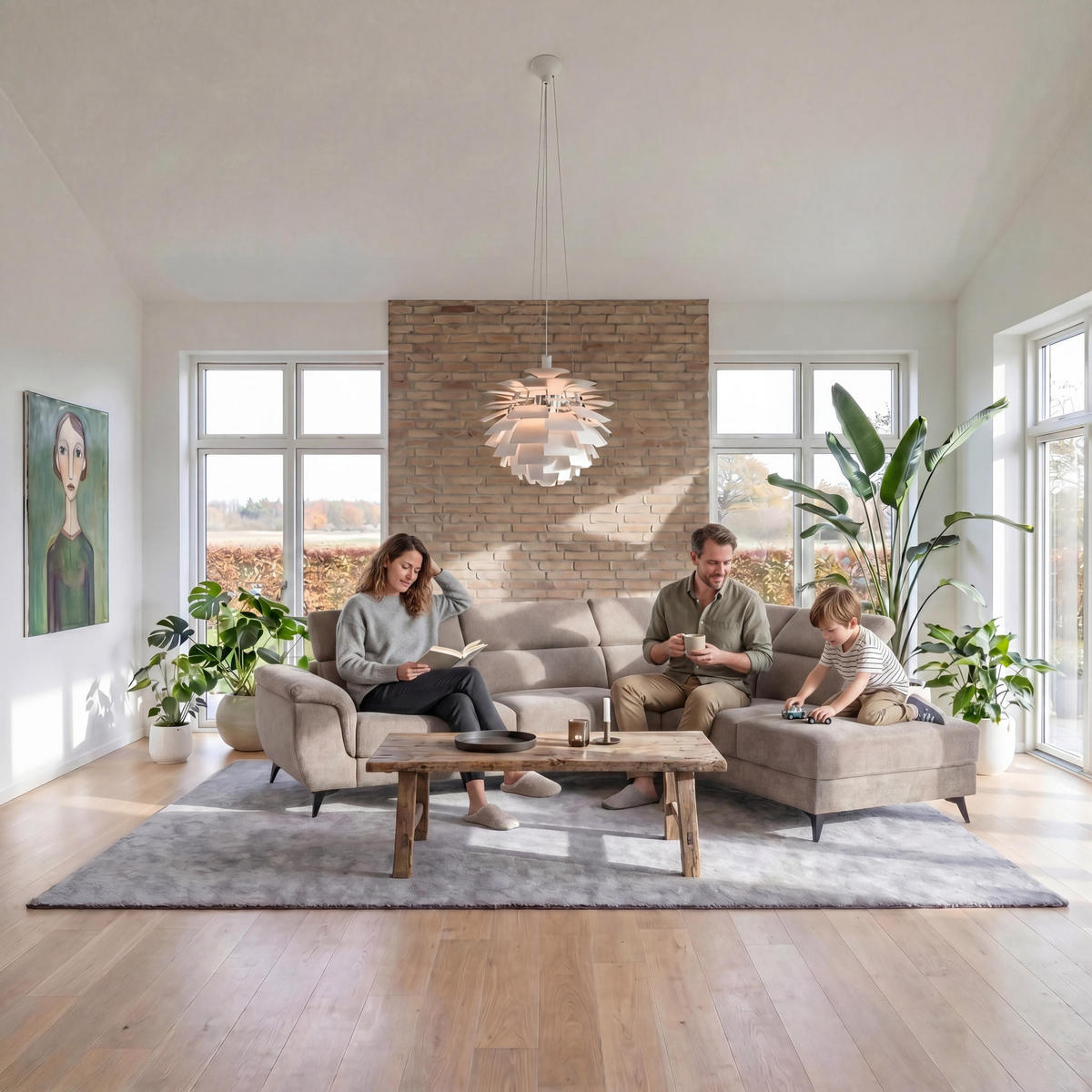 ECKSOFA Webstoff Beige - Beige/Schwarz, Textil/Metall (290/95cm) - Furnhouse