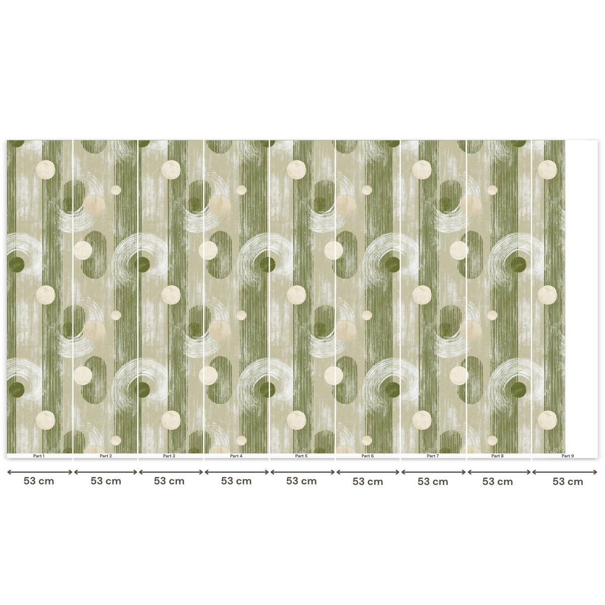 TAPETE - Künstlerisch - Modern - Grün - 450x240 cm - Olivgrün, Papier (450/240cm) - OnlyWow