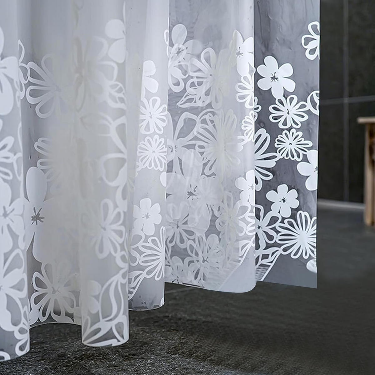 DUSCHVORHANG PEVA floral Muster wasserdicht mit Ringen - Multicolor, Kunststoff (200/180cm) - MCBOSON