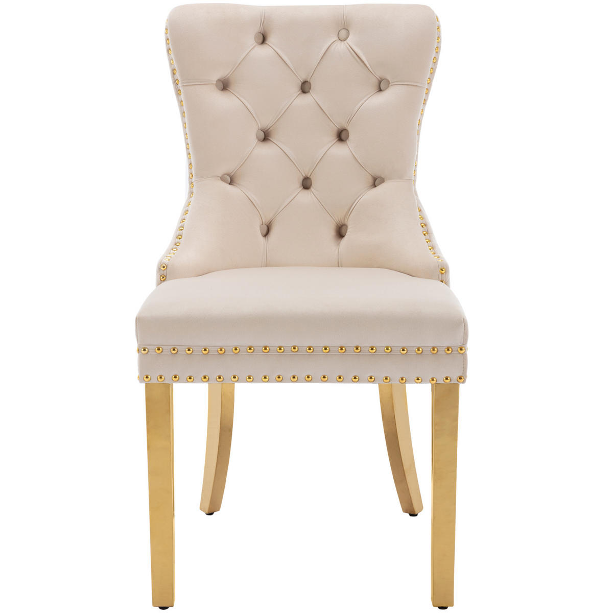 ESSZIMMERSTUHL Samt Beige mit Edelstahlbeinen - Beige, Metall (45/95/50.7cm) - Meubliv