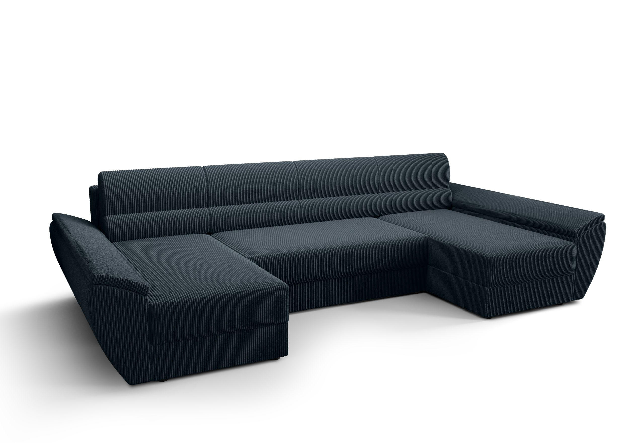 WOHNLANDSCHAFT REBIU4 Poso 05 mit Schlaffunktion - Dunkelblau, Textil (326/86/140cm) - Bedante