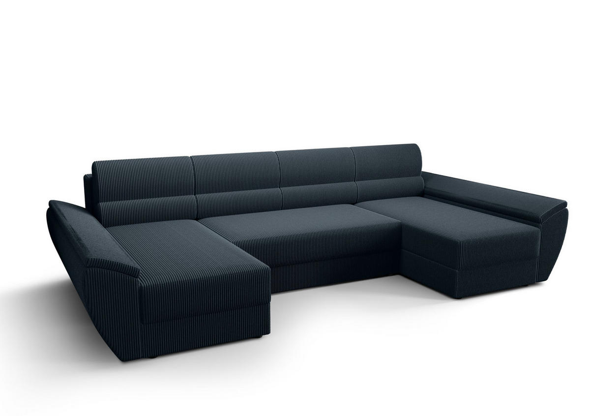 WOHNLANDSCHAFT REBIU4 Poso 05 mit Schlaffunktion - Dunkelblau, Textil (326/86/140cm) - Bedante