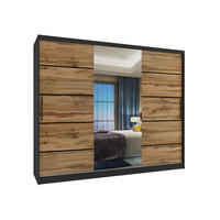 SCHWEBETÜRENSCHRANK Verona MBP, Schwarz/Goldbraun Matt, 232 cm, mit Spiegel - Braun, Holz (232/216/60cm) - B BELINI GROUP