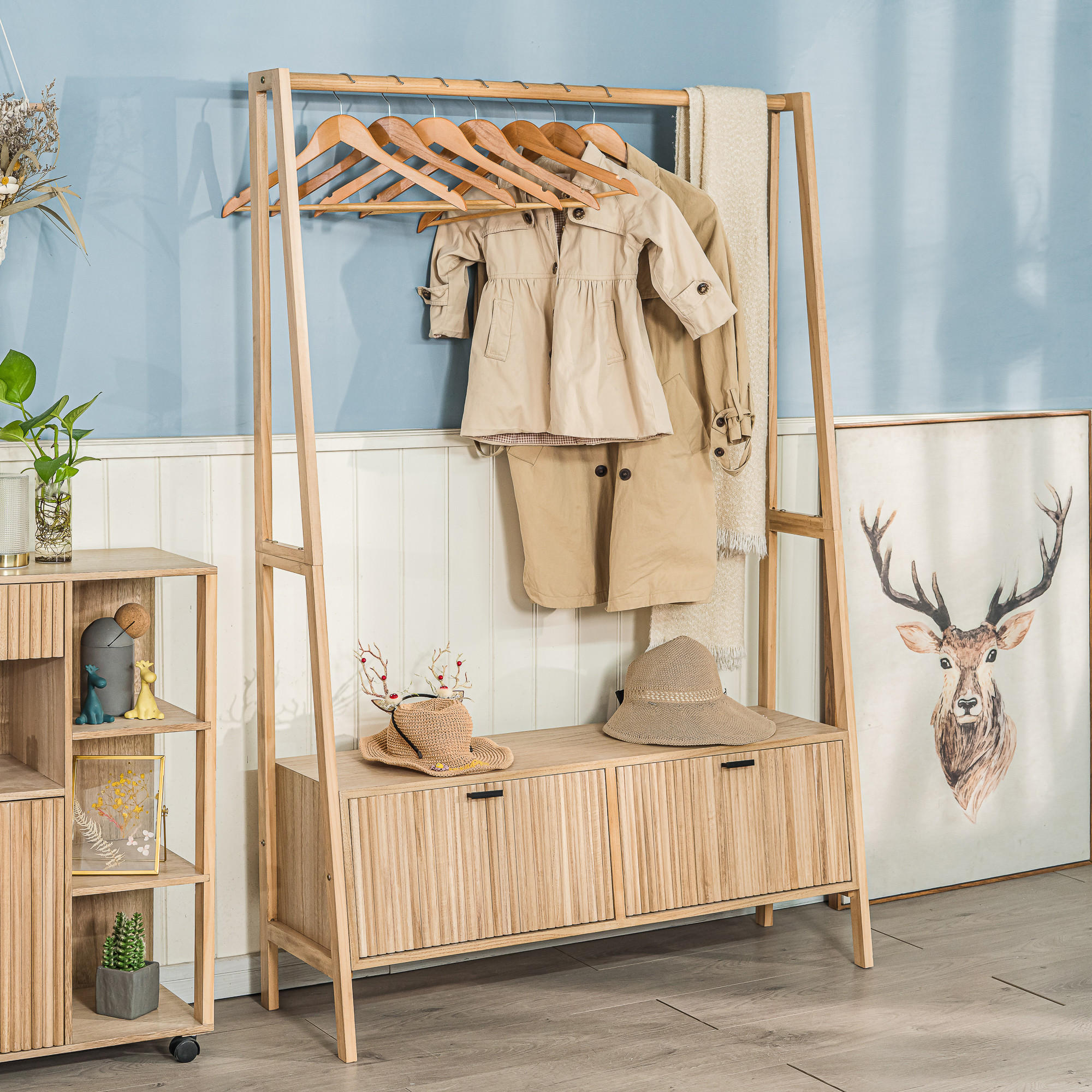 GARDEROBE Holz Braun - Braun, Holz (110/165/36cm) - Nordlys