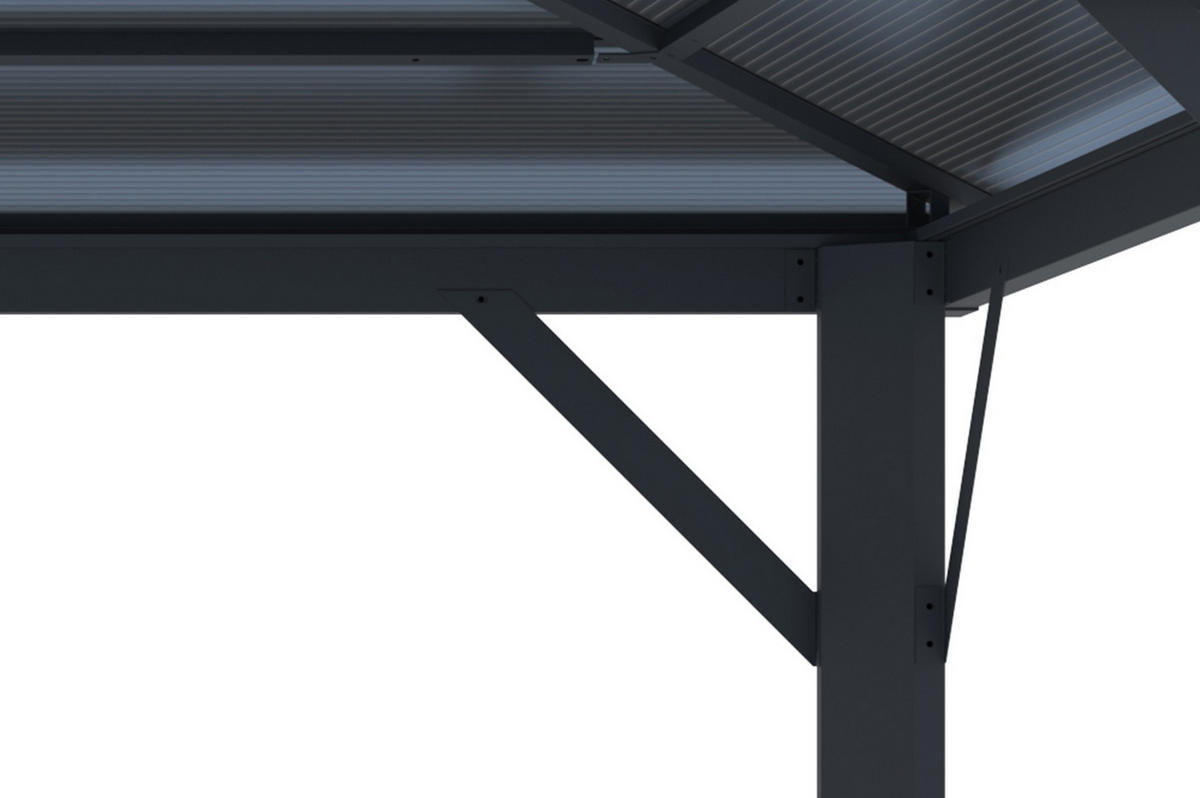 PAVILLON Grace Anthrazitgrau 3,5m x 3,5m - Grau, Metall (360/262/360cm) - Cazeboo