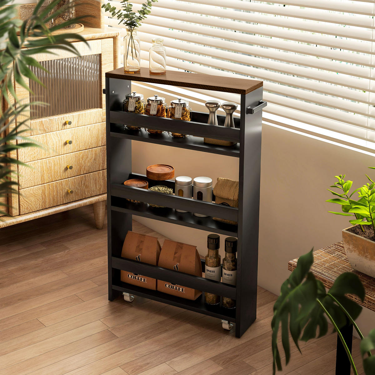 SERVIERWAGEN DE-12421 51,5/13/80 cm - Schwarz, Holzwerkstoff (13/80/51.5cm) - ComfortXL