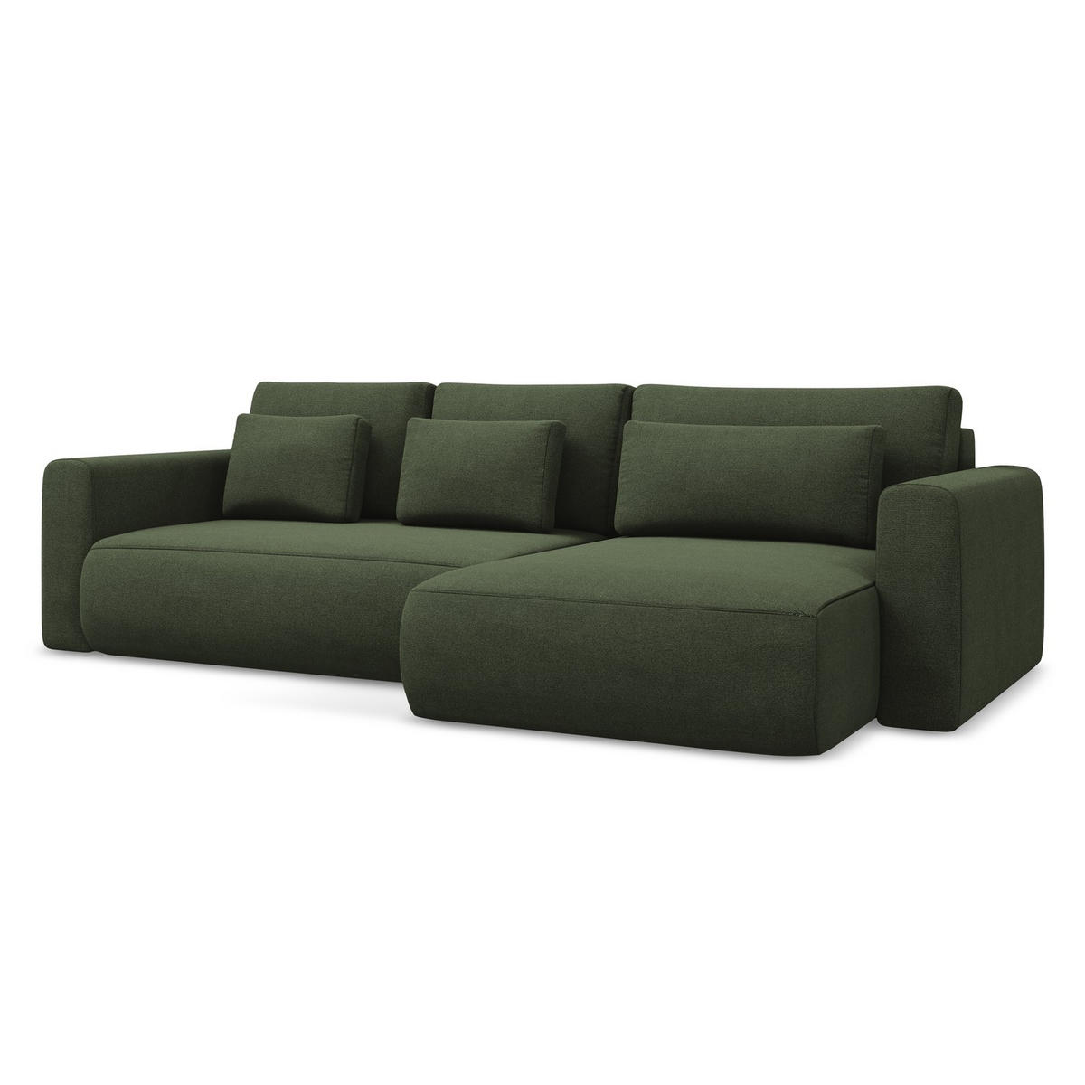 ECKSOFA mit Schlaffunktion Strukturstoff Stoff Grün - Schwarz/Olivgrün, Kunststoff/Textil (278/149cm) - LaMiaSofa