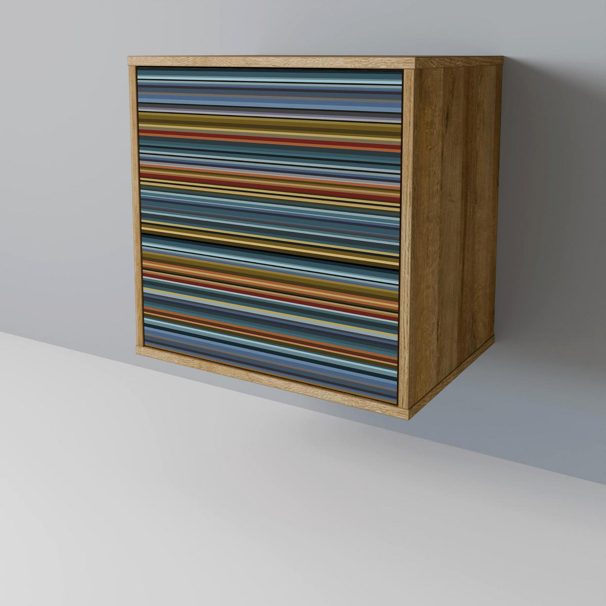 SIDEBOARD LINEOUT SPECTRUM, Eichefarben, 57,5x42x72,5 cm, Schwarze Metallfüße - Eichefarben/Multicolor, Holzwerkstoff/Metall (57.5/72.5/42cm) - SpaceRebels