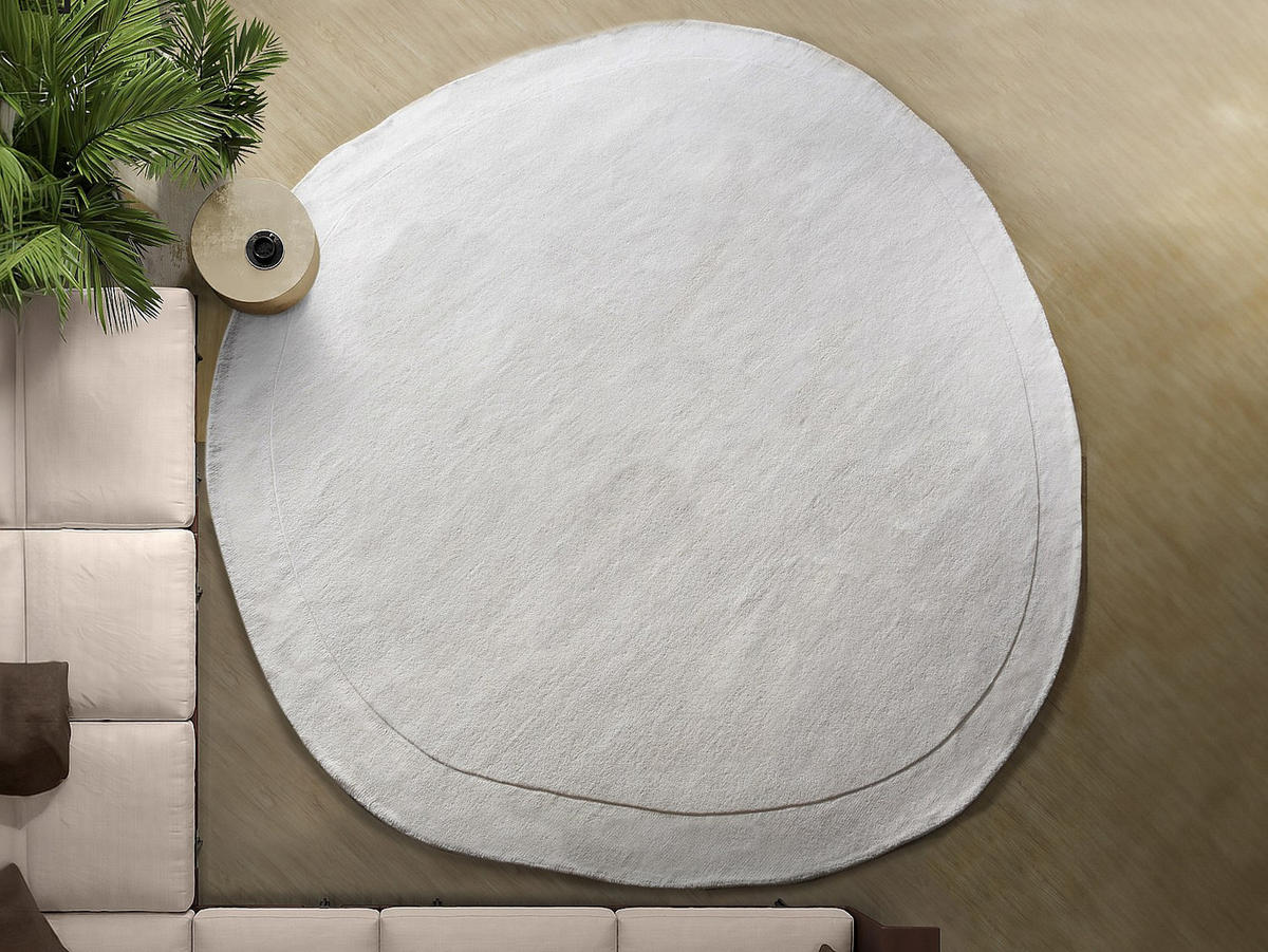 WOHNZIMMERTEPPICH - 200 cm x 200 cm - Stoff - Cremefarben - WILLOW - Creme, Textil (200/200cm) - Vente-Unique