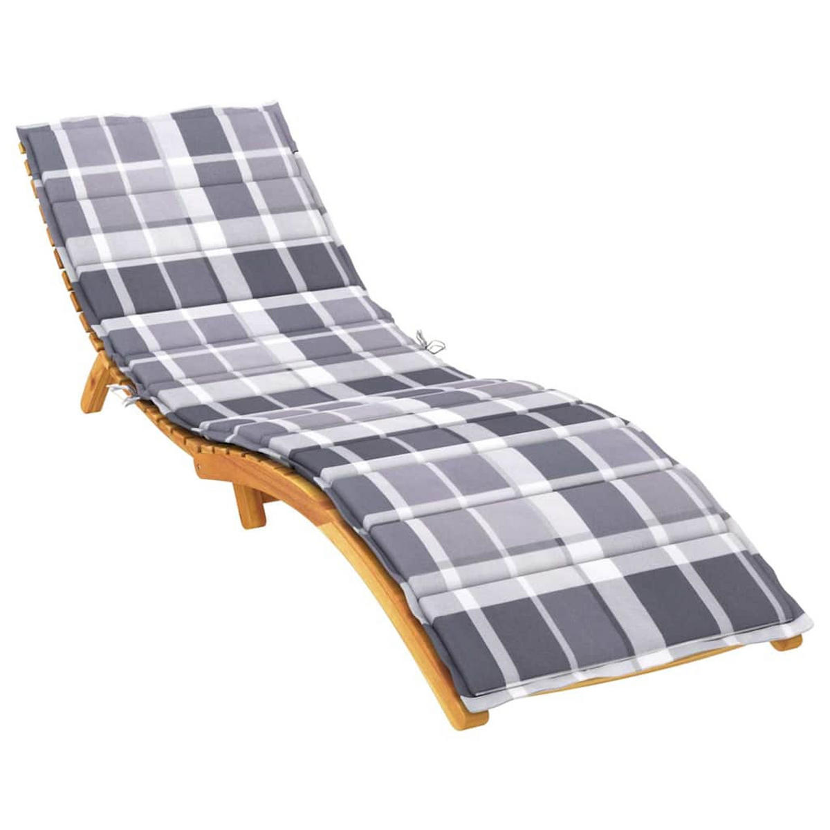 SONNENLIEGEN-AUFLAGE Grau Karomuster 200/60/3 Cm Oxford-Gewebe - Grau, Textil (60/3/200cm) - vidaXL
