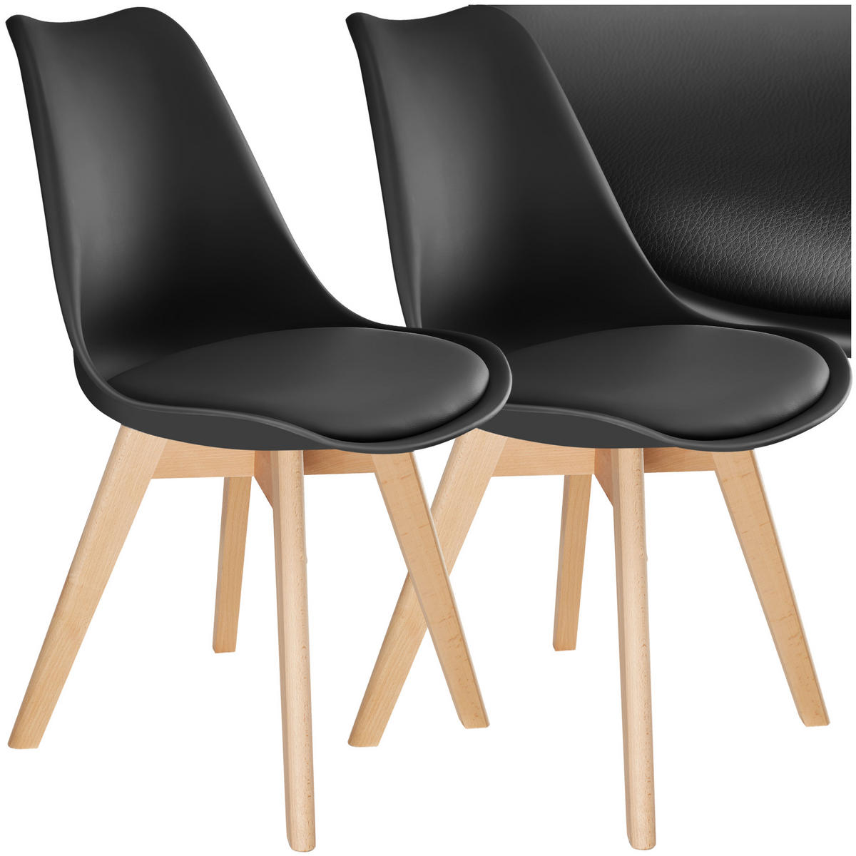 ESSZIMMERSTUHL 2er Set Friederike 49 x 56 x 82,5 cm schwarz - Schwarz, Textil (49/82.5/56cm) - tectake