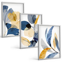 BILDER SET 3er Set - 40x60 cm Silberner Rahmen - Aquarell-Pflanzenmotive - Silberfarben, Kunststoff (40/60cm) - TULUP