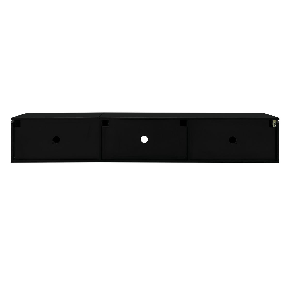 LOWBOARD 180/35/30 cm aus MDF und Spanplatte mit LED-Beleuchtung Schwarz/Weiß - Schwarz, Holzwerkstoff (180/30/35cm) - Modenvie