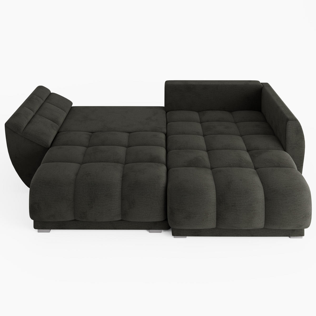 ECKSOFA LARGO Rechts Gelb Velours-Stoff L-Form Couch mit Schlaffunktion & Bettkasten - Gelb/Schwarz, Holz (285/180cm) - Barchello
