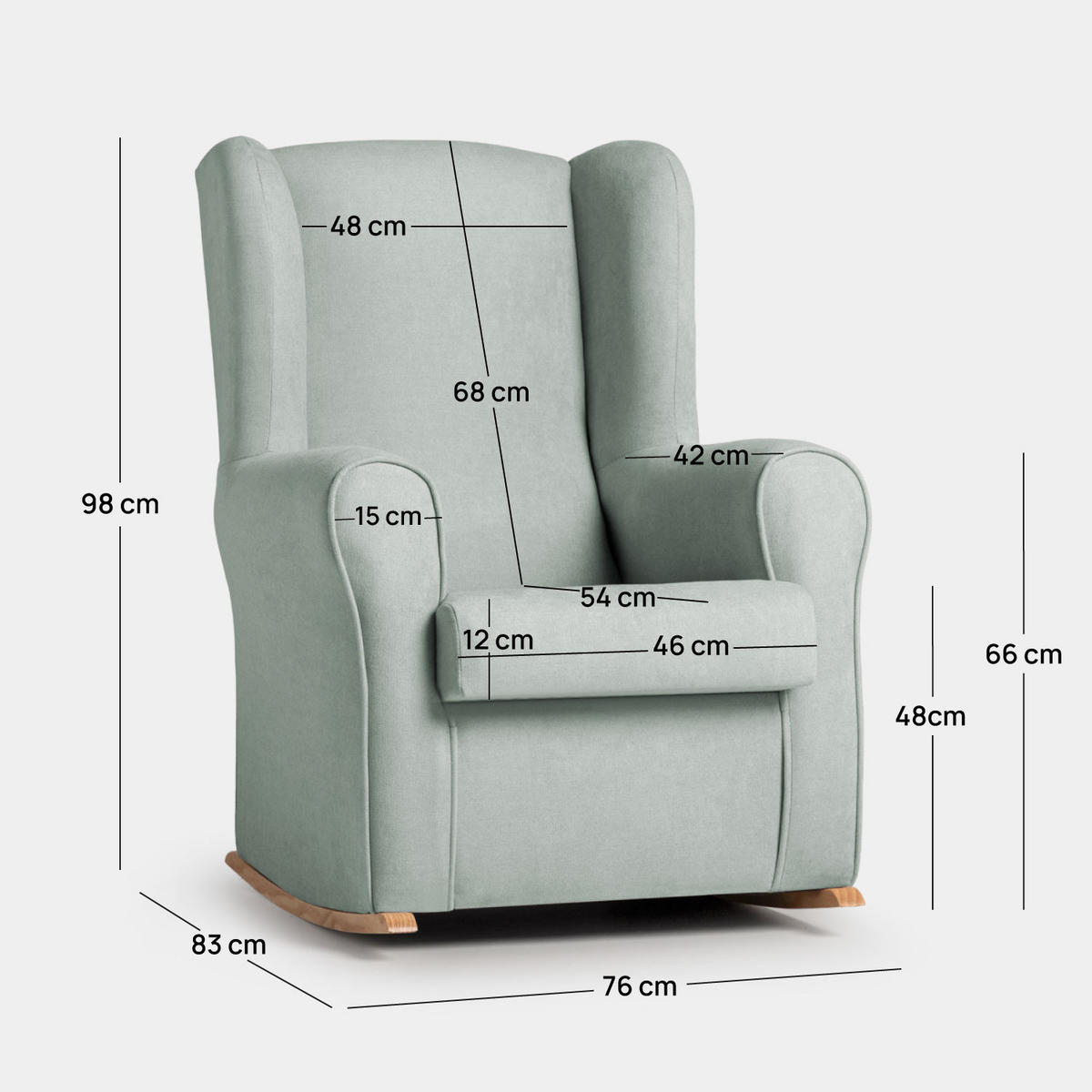 STILLSTUHL Lily Grün 76 cm x 98 cm - Grün, Textil (76/98/83cm) - Klast Home