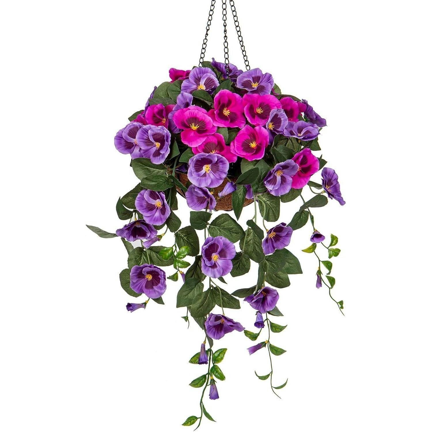 KUNSTBLUME Hängende Stiefmütterchen 80 cm Lila - Multicolor, Textil (23cm)
