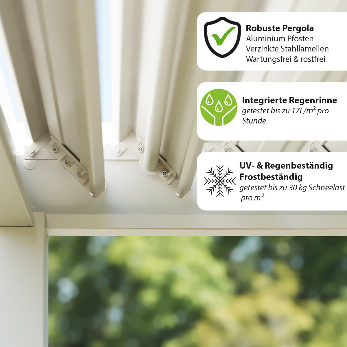 PERGOLA Classic Pavillon Terrassenüberdachung Aluminium 3 x 3 M weiß - Weiß, Metall (300/255/300cm) - WEIDE