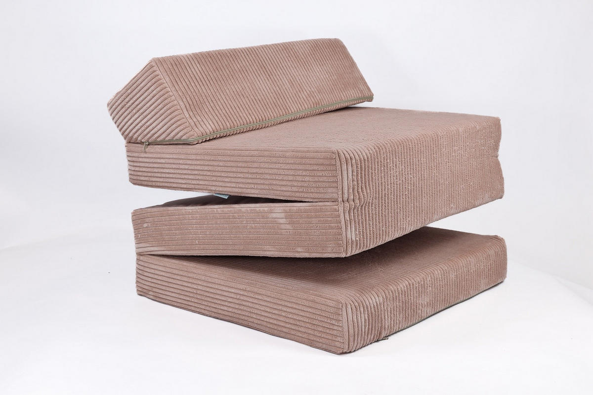 KLAPPMATRATZE MIT KOPFTEIL aus Kuschel-Cord in Altrosa - Altrosa, Textil (70/200cm) - Fortisline
