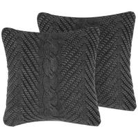 DEKOKISSEN 2er-Set Dunkelblau 45/45 cm Konni - Dunkelblau/Grau, Naturmaterialien/Textil (45/45cm) - Beliani