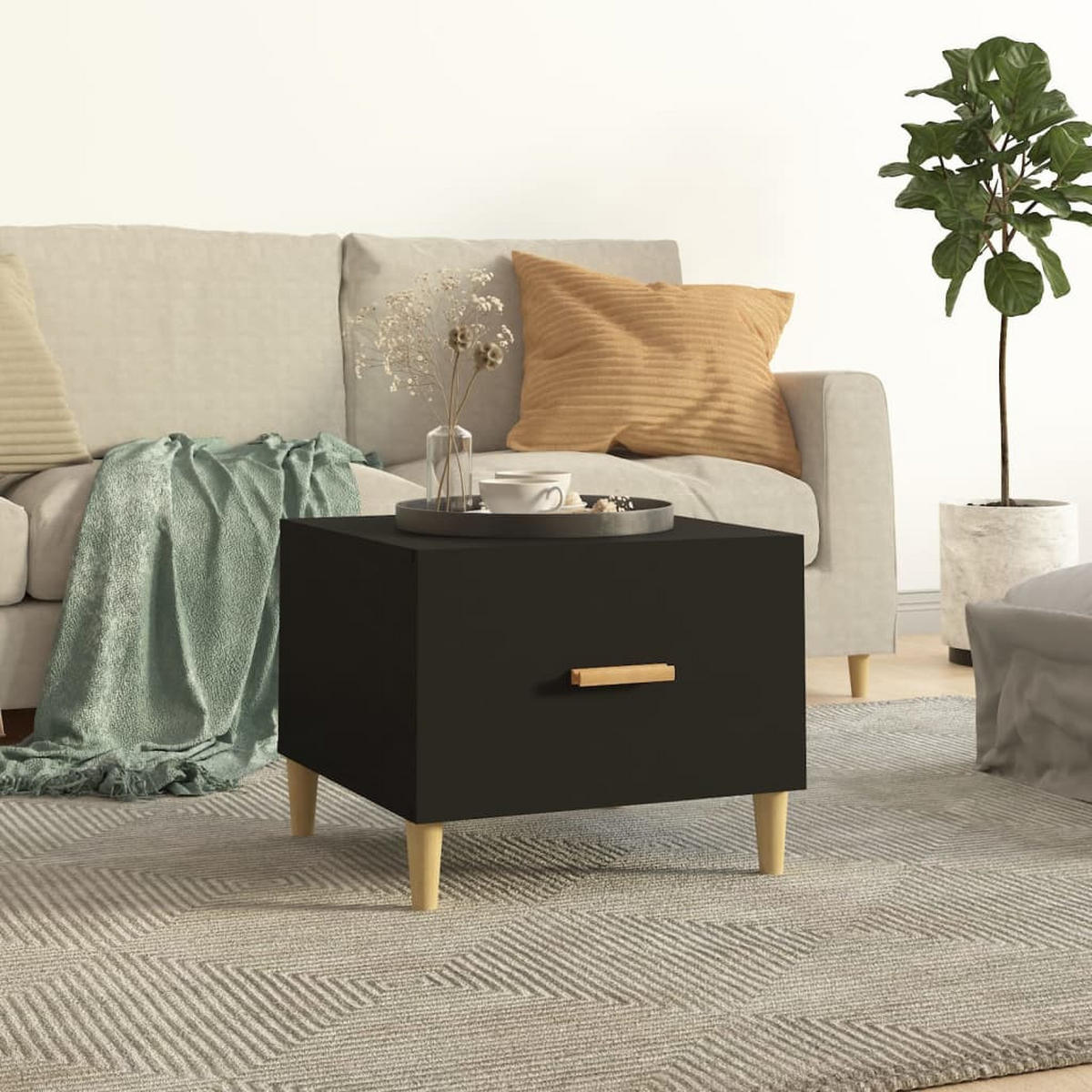 COUCHTISCHE 2 Stk. Schwarz 50x50x40 cm Holzwerkstoff - Schwarz, Holzwerkstoff (50/50/40cm) - furnicato
