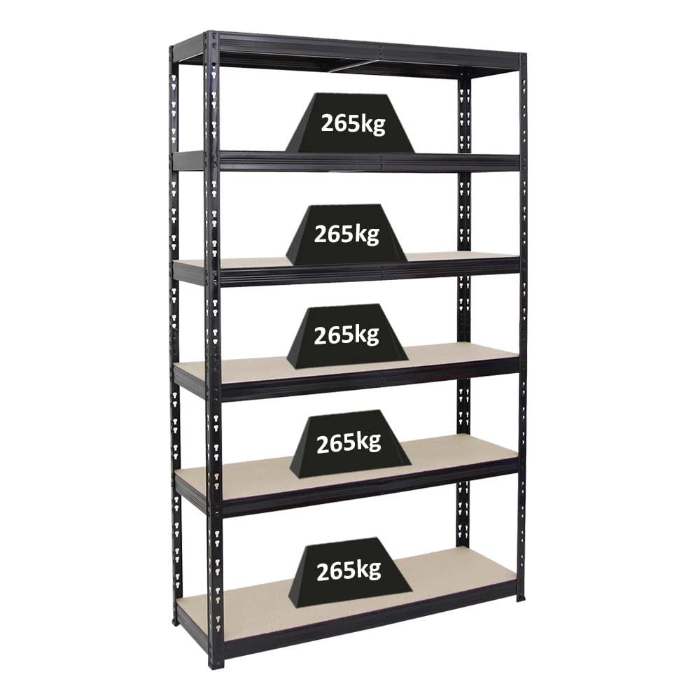 SCHWERLASTREGAL Giant Tiger 200x120x40 cm Fachlast 265 kg 6-Ebenen Schwarz - Schwarz, Metall (120/200/40cm) - PROREGAL