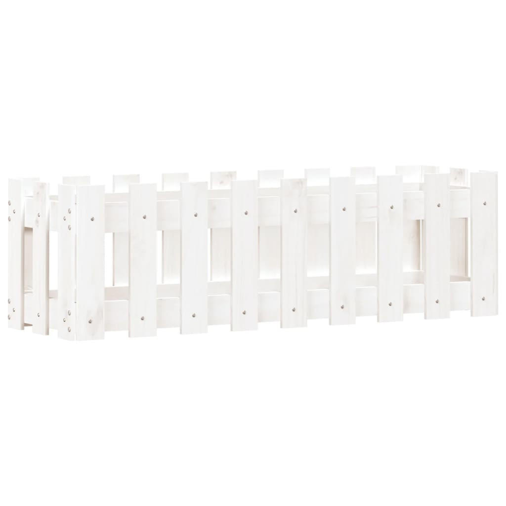 HOCHBEET Lattenzaun-Design Weiß 100x30x30 cm Massivholz Kiefer - Weiß, Holz (30/30/100cm) - furnicato