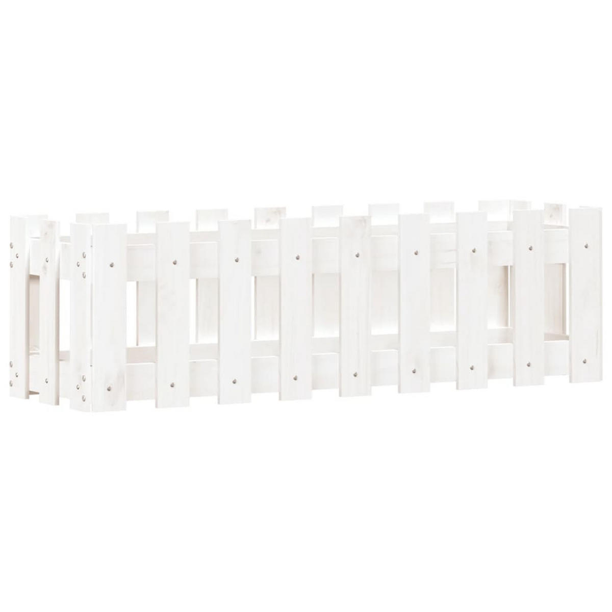 HOCHBEET Lattenzaun-Design Weiß 100x30x30 cm Massivholz Kiefer - Weiß, Holz (30/30/100cm) - furnicato
