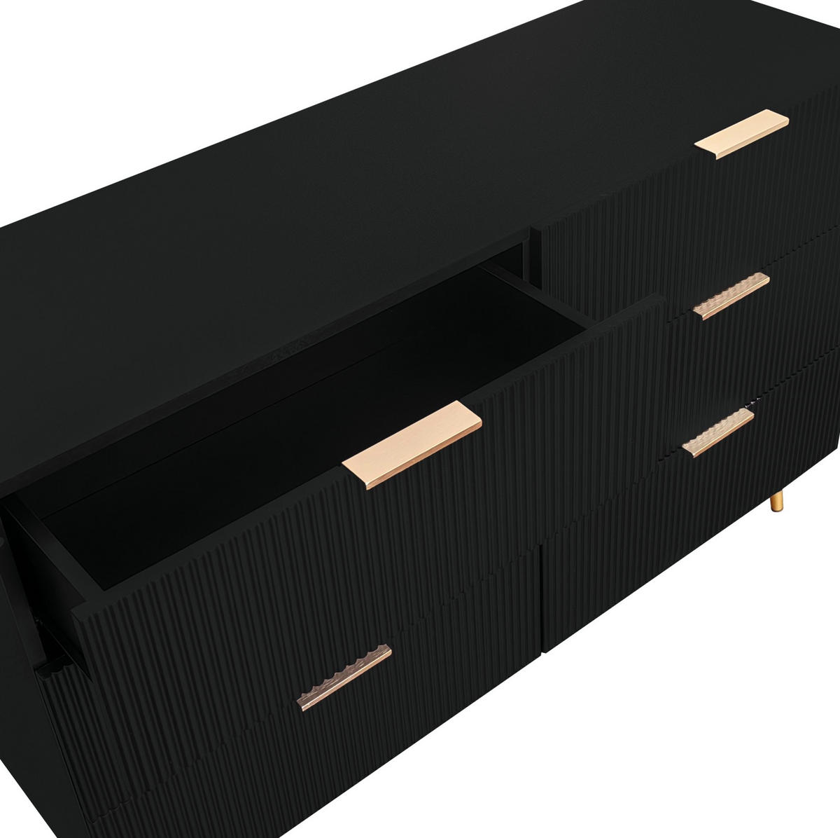 SIDEBOARD 120/40/77 cm aus Spanplatte mit 6 Schubladen Schwarz - Schwarz, Holzwerkstoff (120/40/77cm) - Modenvie