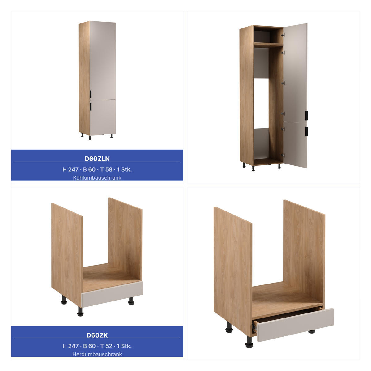WINKELKÜCHE 340cm x 240cm - Sorento KS4-M340 - in Beige / Sonoma Eiche - Beige/Schwarz, Holz (580/247/58cm)