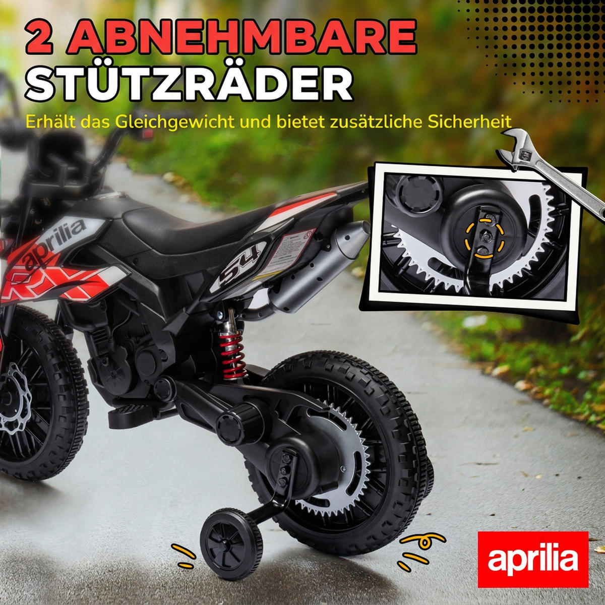 KINDERMOTORRAD Kunststoff Metall Rot - Rot, Kunststoff (106.5/56/80cm) - AIYAPLAY