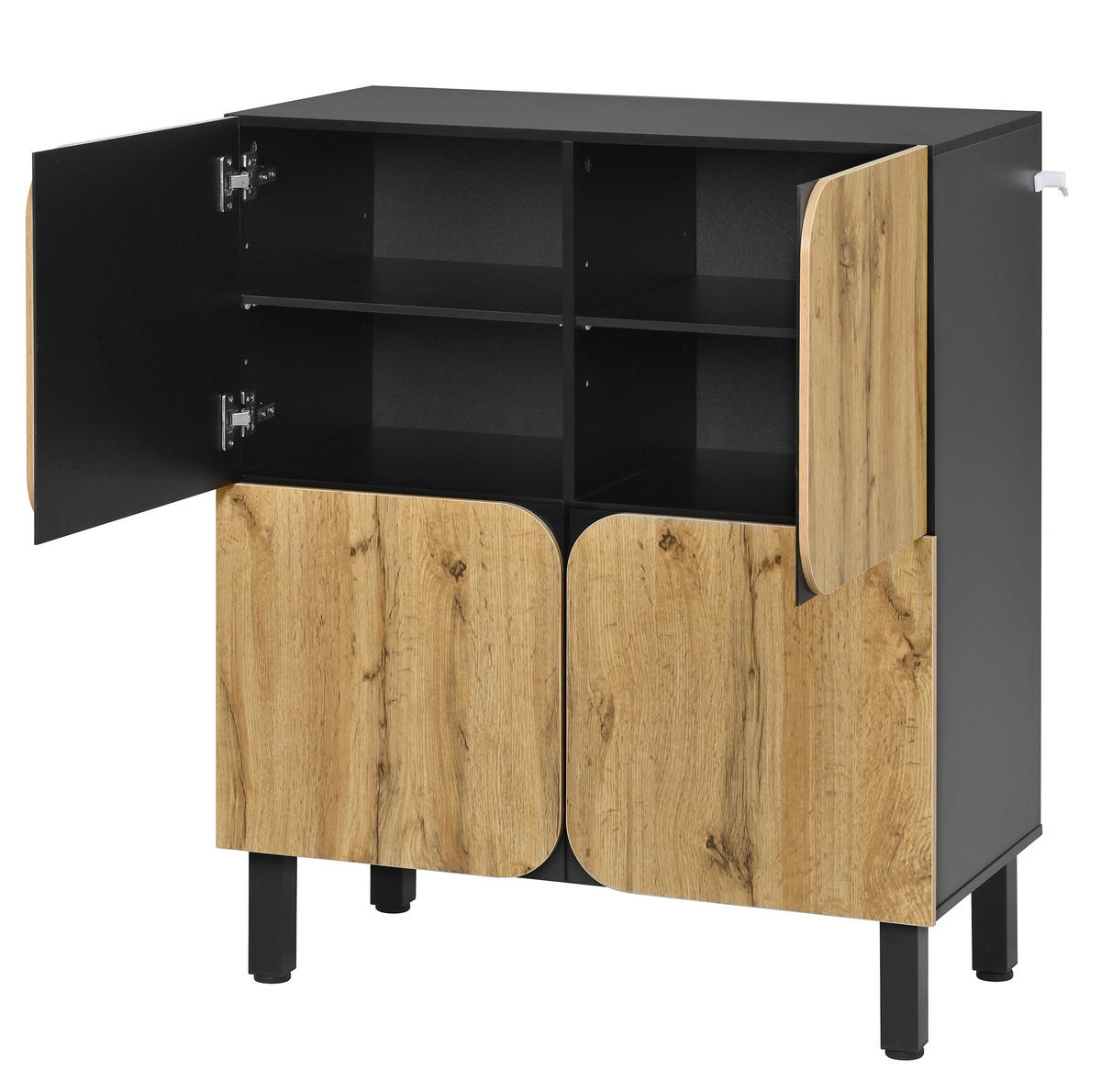 SCHUHSCHRANK 80/38,5/95 cm mit 4 Türen, Soft-Close und Ablagefläche - Schwarz, Holzwerkstoff (80/95/38.5cm) - BEAOK